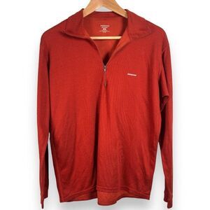 Patagonia‎ Capilene Base Layer 1/4 Zip  Dark Orange Pullover Shirt Men's Medium
